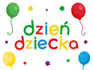 napis dzień dziecka i balony