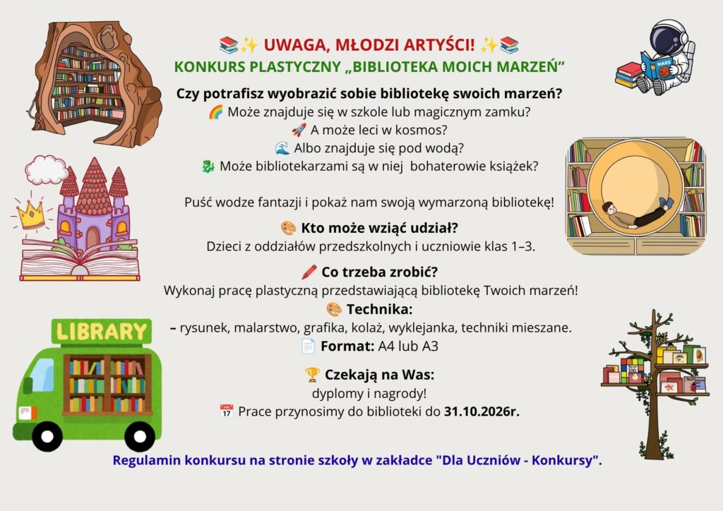 Informacja o konkursie "Biblioteka moich marzeń"